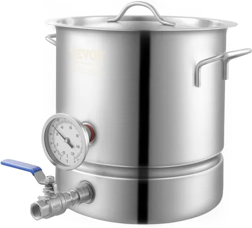 Miniatura 9 de VEVOR Hervidor de cerveza de 5 galones, olla de acero inoxidable, olla para elaboración de cerveza con filtro y bandeja de filtro, parte inferior