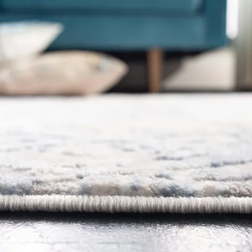 Miniatura 5 de SAFAVIEH Amelia Collection - Alfombra decorativa de 2 pies 2 pulgadas x 4 pies, gris y azul marino, diseño moderno enrejado envejecido, no desprende