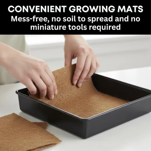 Miniatura 4 de Kit de cultivo de hierba para gatos, semillas orgánicas, tapetes de cultivo de yute, contenedor de cultivo de 10 x 10 pulgadas, ideal para gatos