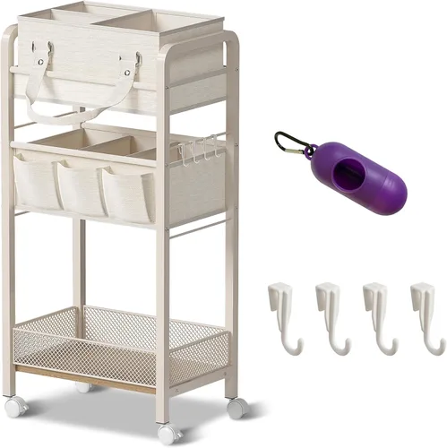 Miniatura 8 de Organizador de Pañales para Bebé 2 en 1 - Carrito de Almacenamiento Rodante de 3 Niveles con Divisores - Carrito de Pañales de Cabecera para Negro