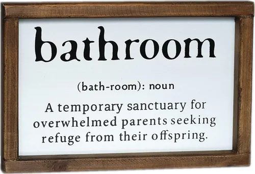 Lavender Inspired Letreros divertidos de baño de granja, decoración de pared con cita de humor, letreros de medio baño, decoración rústica para