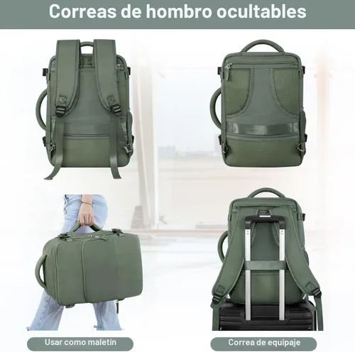 Miniatura 4 de Mochila de Viaje Sinaliy, Verde militar, Grande, Viajes