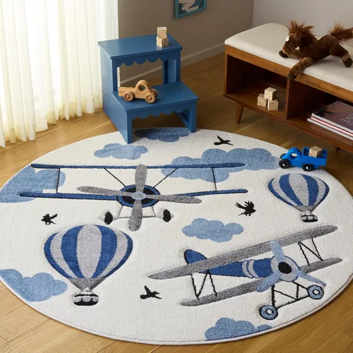 Miniatura 16 de SAFAVIEH Carousel Kids Collection - Alfombra decorativa de 2 pies 3 pulgadas x 4 pies, gris claro y rojo, no desprende pelusa y de fácil cuidado