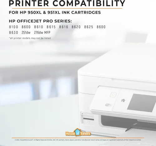 Miniatura 5 de Houseoftoners Cartucho de tinta remanufacturado para HP 950XL y 951XL, repuesto de alto rendimiento para HP 950XL y 951XL Officejet Pro 8100 8600