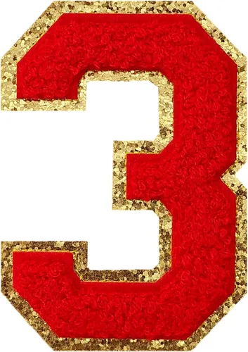 Miniatura 111 de GYGYL - 3 parches de letras deportivas de felpilla con purpurina, parches para planchar de tamaño grande para decoración de disfraces