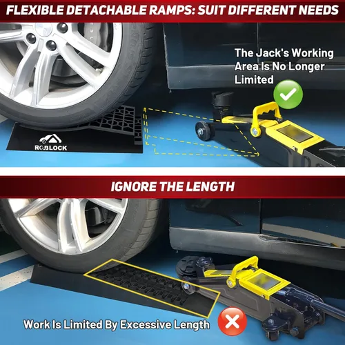 Miniatura 3 de ROBLOCK Rampas extraíbles de perfil bajo para soporte de gato y elevación alta, rampas de coche resistentes para autos bajos, rampas desmontables