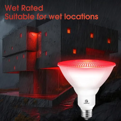 Miniatura 4 de Energetic - Bombilla LED Par38 roja para exteriores, 16 W (equivalente a 90 vatios), regulable, base E26, para Navidad, Halloween, decoración
