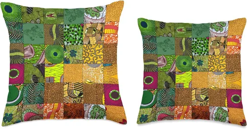 Miniatura 3 de Nativ Hand Ankara Kitenge - Almohada de retazos con estampado de cera africana, 16 x 16, multicolor