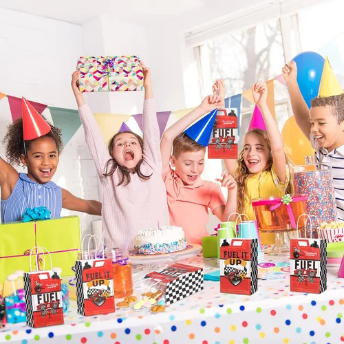 Miniatura 4 de Bolsas de regalo con temática de coches de carreras Pajean, bolsas de papel para golosinas y favores de fiesta, con asas, para suministros