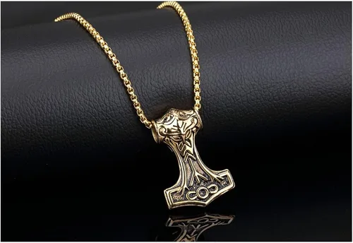 Miniatura 3 de PAURO Collar con colgante de martillo Thors Mjolnir de acero inoxidable para hombre