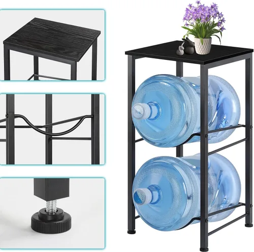 Miniatura 5 de MOOACE Estante para jarra de agua de 5 galones, organizador de 2 niveles para botellas de agua con estantes de almacenamiento, estante dispensador