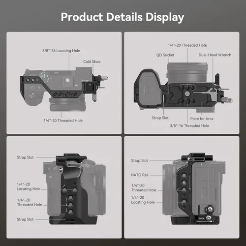 Miniatura 6 de Kit de Jaula SmallRig para Sony A6700 con Abrazadera de Cable para HDMI, Placa de Liberación Rápida Integrada para Tipo Arca, Jaula de Vídeo