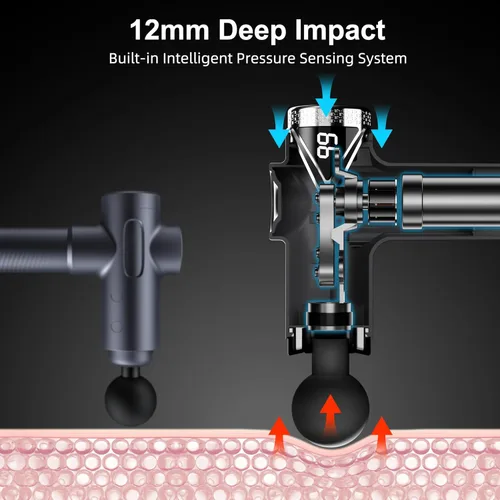 Miniatura 2 de LEERCON Pistola de Masaje de Tejido Profundo, Pistola de Masaje Muscular Masajeador de Percusión Portátil con 6 Velocidades y 8 Accesorios