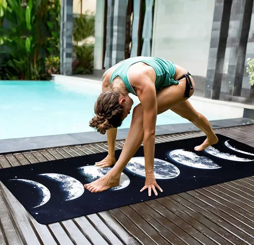Miniatura 6 de nuveti Tapete de yoga de gamuza TPE de alta densidad antideslizante con bolsa de transporte, 72 x 32 pulgadas, extra grueso, 0.315 in, esterilla