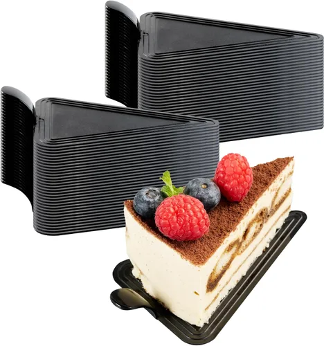Miniatura 2 de Restaurantware Tablas para pasteles de 4.5 x 3 pulgadas, 100 bandejas triangulares de postre, ligeras con asa, tableros de repostería de plástico