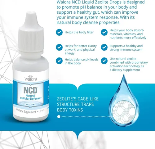 Miniatura 6 de NCD by Waiora, (4) botellas de gotas de zeolita líquida activadas, limpieza corporal natural y apoyo inmunológico, promueve el equilibrio del pH
