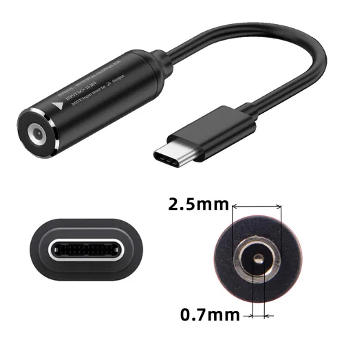 Miniatura 6 de cablecc 0.098x0.028 in Entrada DC Jack a USB-C Tipo-C Cable de carga de enchufe de alimentación para PD 9V 15V 20V 65W Teléfono portátil