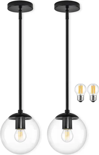 Miniatura 36 de Bagood Lámpara Colgante de Globo de 6" Dorada Lámpara Colgante de Mediados de Siglo Luces Colgantes de Globo para Isla de Cocina Acabado en Latón