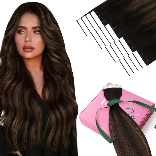Miniatura 11 de YoungSee - Extensiones de cabello humano con cinta adhesiva, color negro ombre, extensiones de cabello humano real, cinta adhesiva invisible