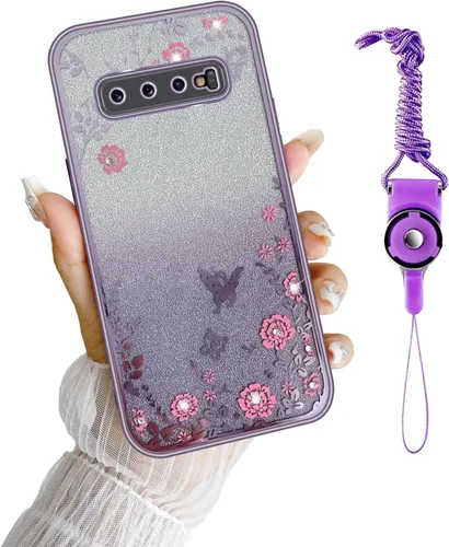 Miniatura 14 de Funda para Note 10, Galaxy Note 10 para mujer, cambio gradual con purpurina, cristal suave, TPU elegante, mariposa, floral, corazón, transparente
