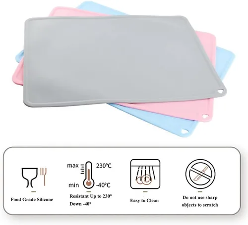 Miniatura 2 de Tapete de silicona para alimentación de mascotas para perros y gatos, mantel individual con borde elevado, antideslizante, impermeable, bandeja