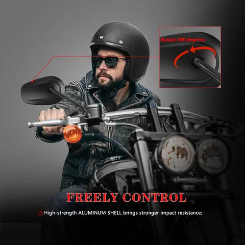 Miniatura 6 de Espejos Sportster negros para Road King Street Electra Glide Dyna Softail Road Glide Retrovisor de motocicleta 1982-2019 2020 2021 2022 2023 Negro#01