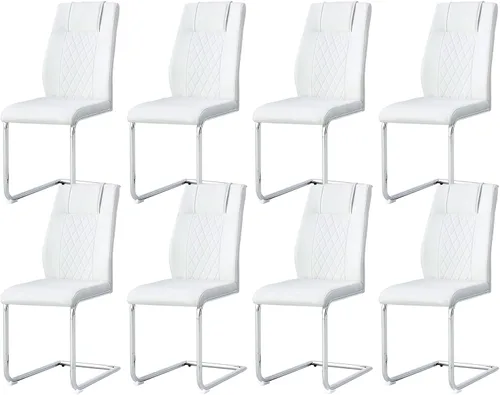 Miniatura 17 de Juego de 4 sillas de comedor, sillas de cocina, sillas de metal modernas con asiento acolchado de piel sintética con respaldo alto y patas cromadas