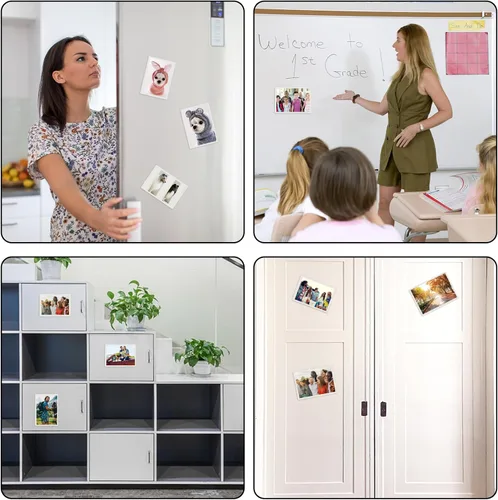 Miniatura 7 de CHUNNIAO Paquete de 24 imanes de fotos para refrigerador, más solución para mostrar tus fotos, 12 marcos de fotos para refrigerador y 12 hojas