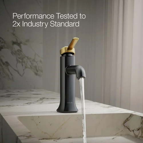 Miniatura 5 de KOHLER 27000-4K-BMB - Grifo de baño de un solo mango con montaje de drenaje emergente, grifo de lavabo de baño de un agujero, 1.0 gpm, negro mate