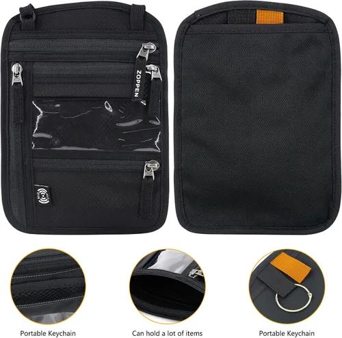 Miniatura 4 de ZOPPEN Soporte para pasaporte, cartera para el cuello, funda para pasaporte, organizador de documentos de viaje, combinación de tarjeteros