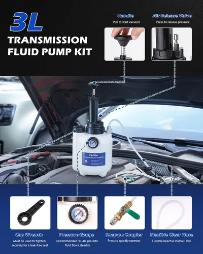 Miniatura 3 de Bomba de transferencia de fluidos de transmisión de 3L con 12 adaptadores ATF, bomba de presión de fluido automotriz para rellenar transmisión