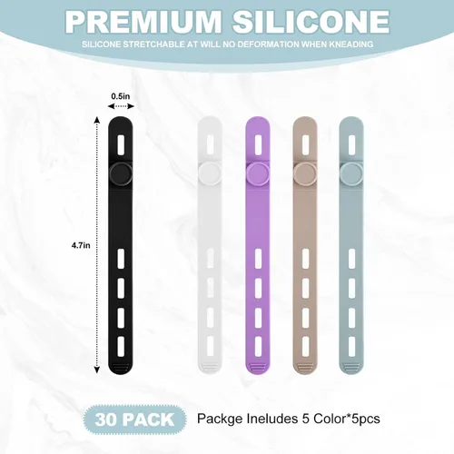 Miniatura 7 de 30 piezas de bridas de cable de silicona reutilizables, bridas de cable de silicona, envolturas flexibles para la organización de cables de carga