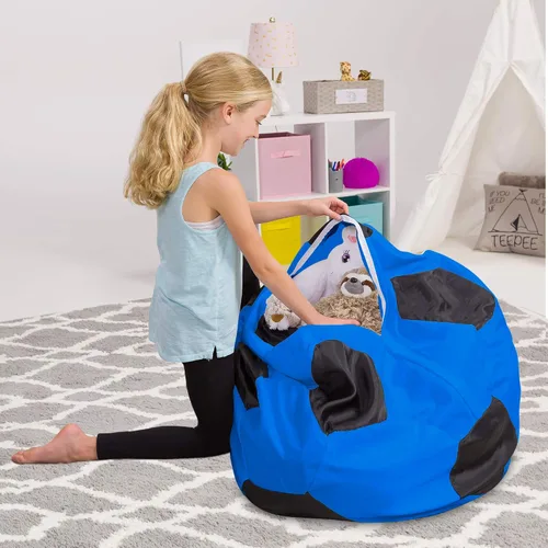 Miniatura 62 de Posh Stuffable - Sillón puff con almacenamiento para niños, contenedor de animales de peluche, organizador de juguetes de niños Lona rayas verde