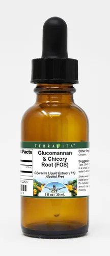 Terravita Extracto líquido de glicerita de glucomanano y raíz de achicoria (FOS) (1:5) - Sin sabor (1 oz, ZIN: 522522)