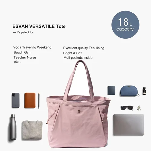 Miniatura 6 de ESVAN Bolsa de yoga para mujer, bolsas de hombro con cordón para oficina, entrenamiento, viajes, transporte, pilates, gimnasio y playa Púrpura