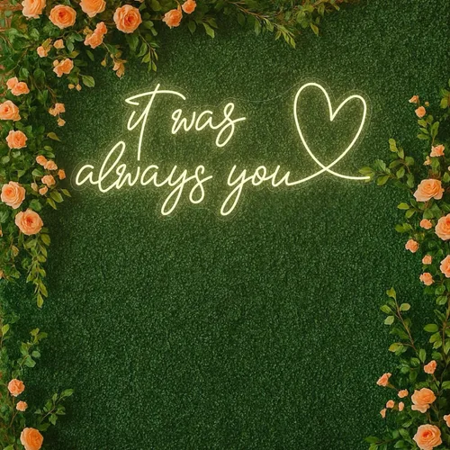 Miniatura 7 de Letrero de neón personalizado con texto en inglés «It Was Always You», letrero de neón personalizado con corazón para boda, fiesta de compromiso