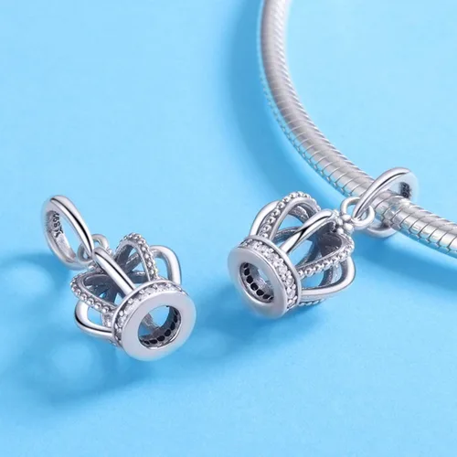 Miniatura 2 de WOSTU Exquisitos dijes de plata de ley 925 con forma de corazón rosa para pulseras, la llave de corazón, cuentas para mujeres y niñas