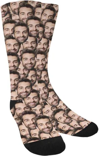 Calcetines personalizados con foto para mascotas, huesos de pescado, huellas de gatos y perros, calcetines con imagen para hombres y mujeres