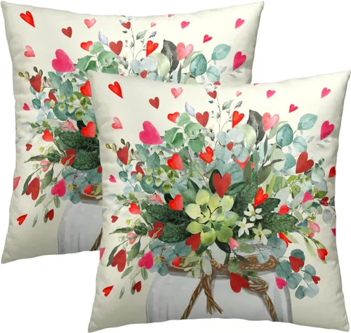 Miniatura 61 de Juego de 2 fundas de cojín decorativas con bandera americana y flores de amapola roja y azul, 16 x 16 pulgadas, fundas cuadradas para sofá, sillón
