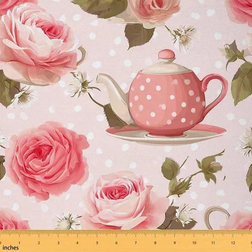 Feelyou The Yard, tela floral vintage de The Yard, Teteras románticas con temática de flores, tela de tapicería para sillas y proyectos de bricolaje