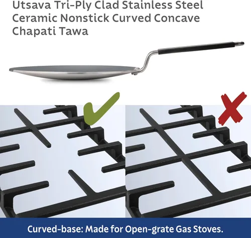 Miniatura 3 de Tramontina Utsava - Sartén para chapati de acero inoxidable recubierto de cerámica con revestimiento triple, cóncava de 10.5 pulgadas