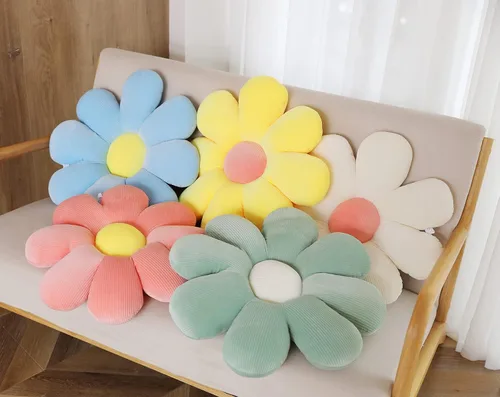 Miniatura 6 de Almohada de flores, almohadas con forma de margaritas de 15.7 pulgadas, lindas almohadas de suelo de flores, cojín de asiento, almohadas de felpa