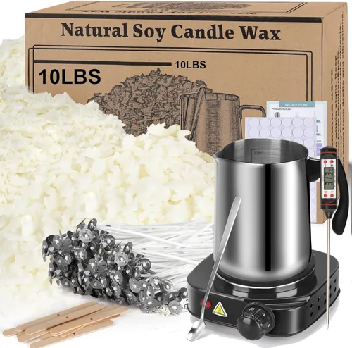 Miniatura 12 de Kit de suministros para hacer velas de cera de soja, cera de soja natural para hacer velas, kit de arte y manualidades DIY para adultos