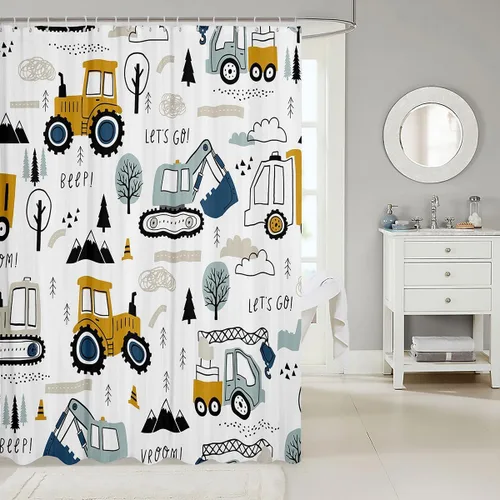 Miniatura 2 de Cortina de ducha con diseño de peces para niños, juego de cortina de ducha con diseño de anzuelo de pez, decoración de animales marinos, granja