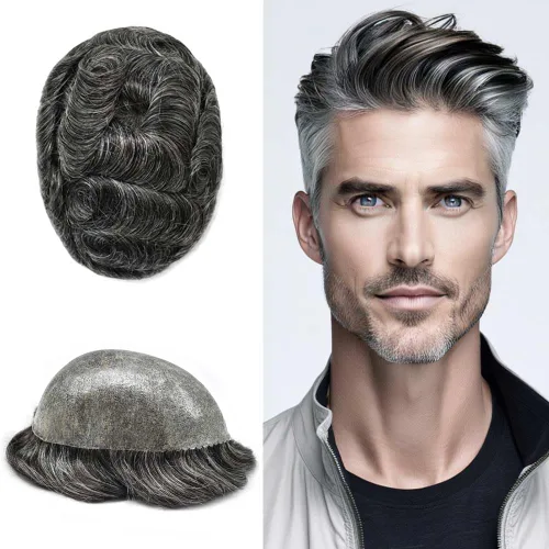 Miniatura 73 de Toupee - Cabello humano para hombre, 64 colores, transparente, piezas de pelo de piel de polietileno para hombres, sistema de reemplazo de cabello