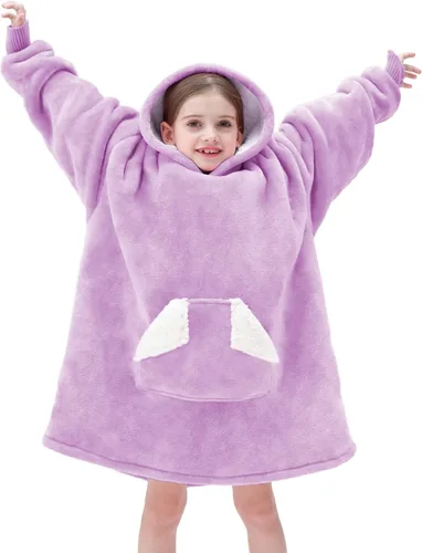 Miniatura 8 de Touchat - Sudadera con capucha de estilo manta, sudadera con capucha de sherpa de gran tamaño con bolsillo y mangas, cobija de felpa súper suave