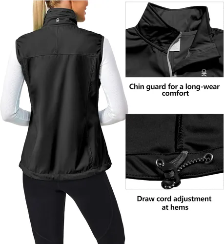 Miniatura 3 de Little Donkey Andy Chaleco Softshell ligero a prueba de viento para mujer, para golf, tenis, correr, ciclismo