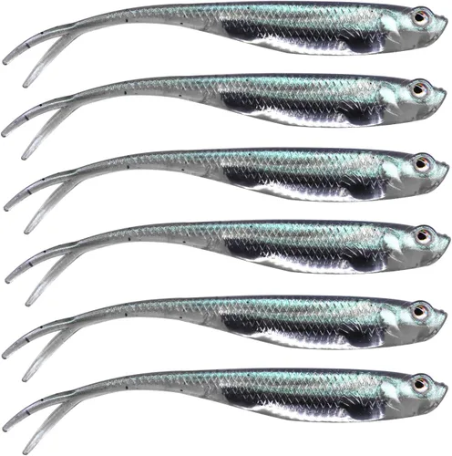 QualyQualy 5 señuelos de pesca suaves de Swimbait, 6 unidades Jerk Shad Minnow Drop Shot Señuelo para Bass Bait Shad Señuelo suave Jerkbait para A-4#