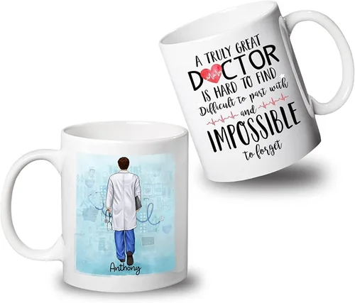 Taza de café con nombre personalizado para médicos, taza de café personalizada para médicos, regalo para hombres, hombres, doctores, estetoscopio,