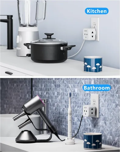 Miniatura 8 de LENCENT Adaptador de enchufe de EU a EE. UU., Adaptador de toma de EE. UU. a Europa, viaje de Europa a toma de EE. UU., extensor de toma de 3 lados